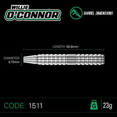 Winmau Willie O'Connor steel darts 23g