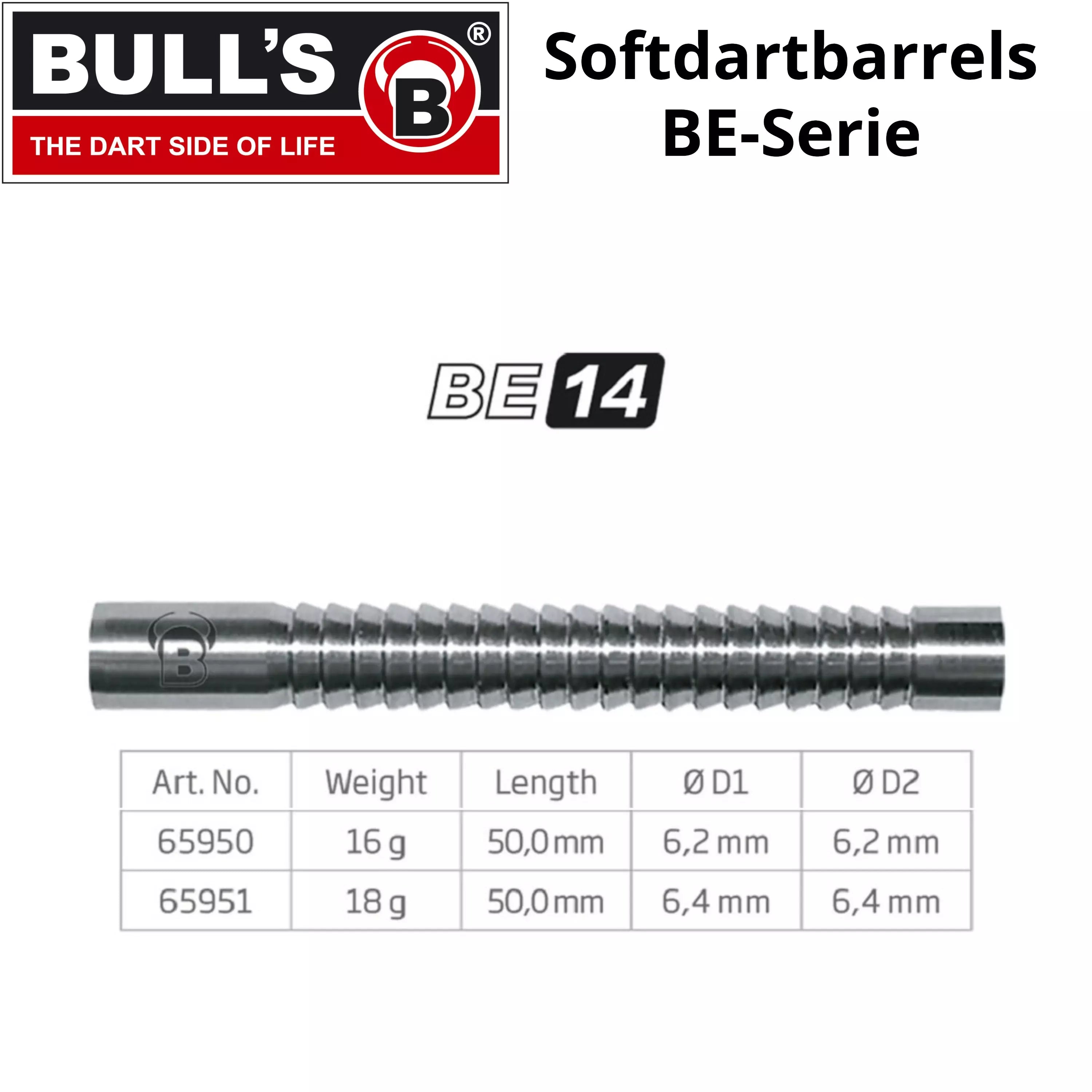 Bulls BE-14 80% Tungsten Softdartbarrels
