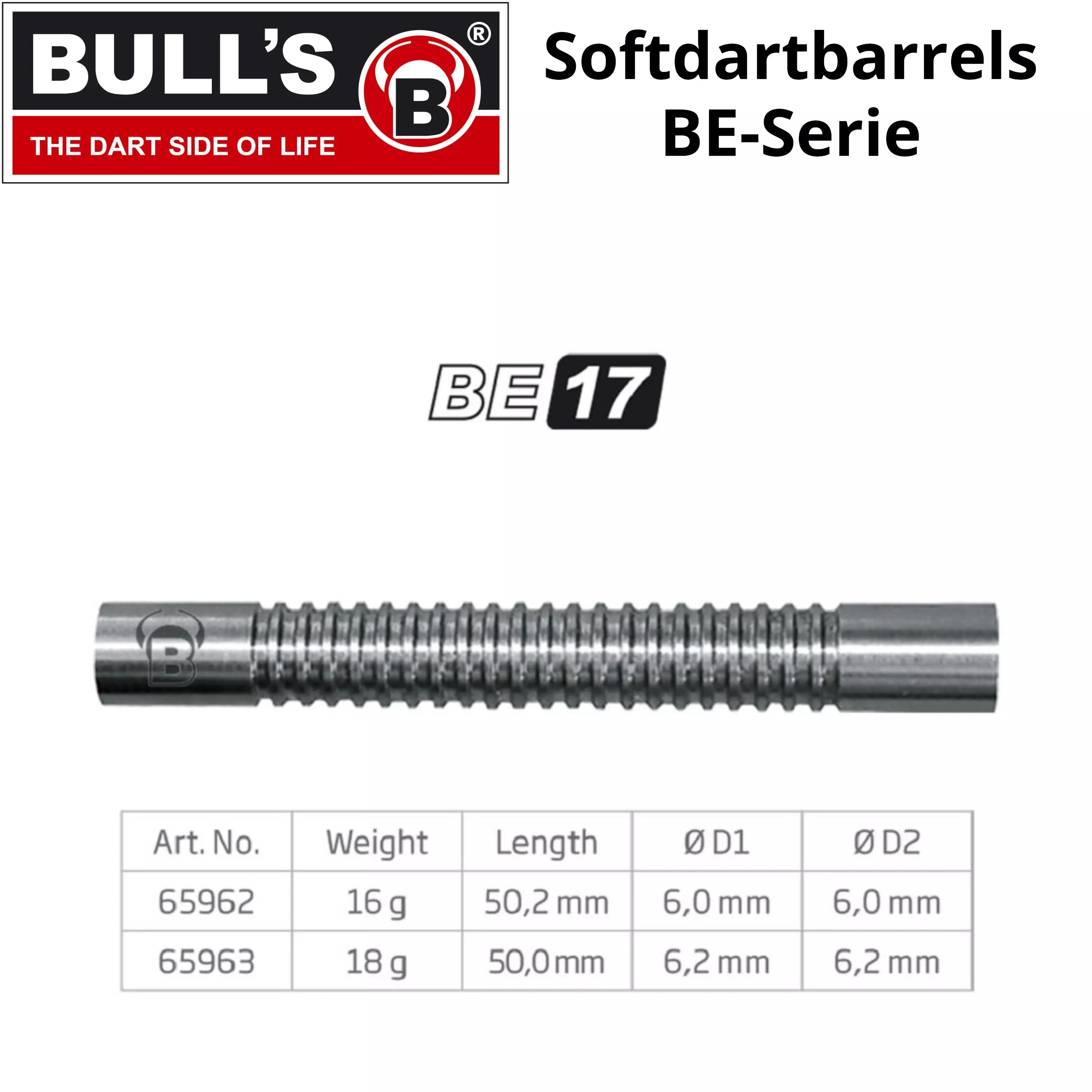 Bulls BE-17 80% Tungsten Softdartbarrels