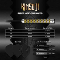 Mission Kinsuji 95% Tungsten Steeldarts 22g, 24g, 26g