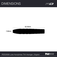 Red Dragon Luke Humphries TX4 Avenger Steeldarts 22g, 24g