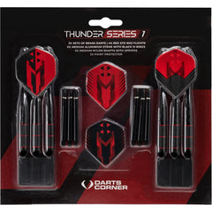 Thunder Series 1 - Steeldarts Brass - 2 Sets Darts - M1 - Black & Red - 22g