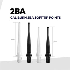 Caliburn Dartspitzen 2BA Soft Tip Points - 50 Stück - Schwarz - 26 mm - FutureDart