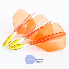 Caliburn SUP Flights - Moulded Flight & Shaft - Standard No6 - Two Tone - Yellow - Orange - Short 21.5 mm - FutureDart