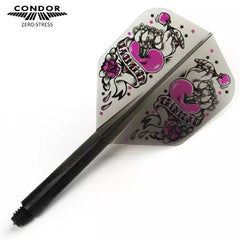 Condor Zero Stress Heart Small Flight Stems Shafts - Glitter Silver - S= 21.5mm - FutureDart
