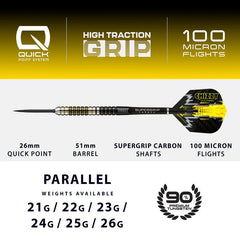Harrows Dave Chisnall Chizzy 90% Series 1 Quick Point Steeldarts 21g, 22g, 23g, 24g, 25g, 26g - 21g - FutureDart