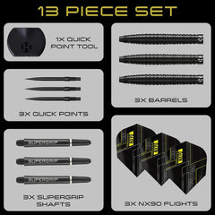 Harrows NX90 Black Edition Quick Points Steeldarts 21g, 22g, 23g, 24g, 25g, 26g - 21g - FutureDart