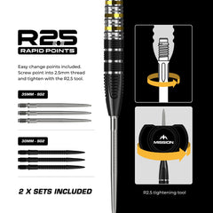 Mission Astro R2.5 Steeldarts 95% Tungsten 22g, 24g - 22g - FutureDart