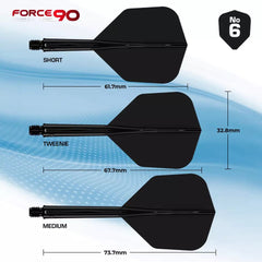 Mission Force 90 Moulded Flight & Shaft System - 3 Farben, Längen & Flightformen - Standard No2 - Short - Black - FutureDart
