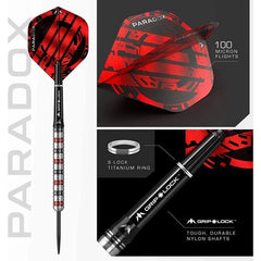 Mission Paradox Steeldarts - Straight - M1 - Electro Black & Red 21g, 23g, 25g - 21g - FutureDart