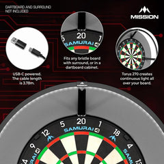 MISSION Torus 270 Grad Dartboard Beleuchtung LED USB - C - Schwarz - FutureDart
