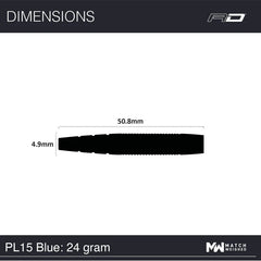Red Dragon Peter Wright Premier League PL 15 Blue Steeldarts 22g, 24g, 26g - 22g - FutureDart