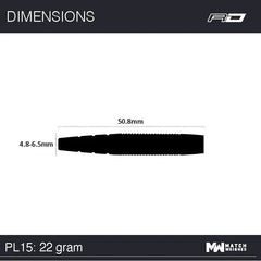 Red Dragon Peter Wright Premier League PL 15 Steeldarts 22g, 24g, 26g - 22g - FutureDart