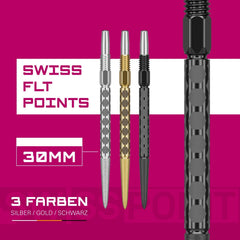 Target Swiss Point FLT Silber, Schwarz, Gold - Schwarz - 30mm - FutureDart