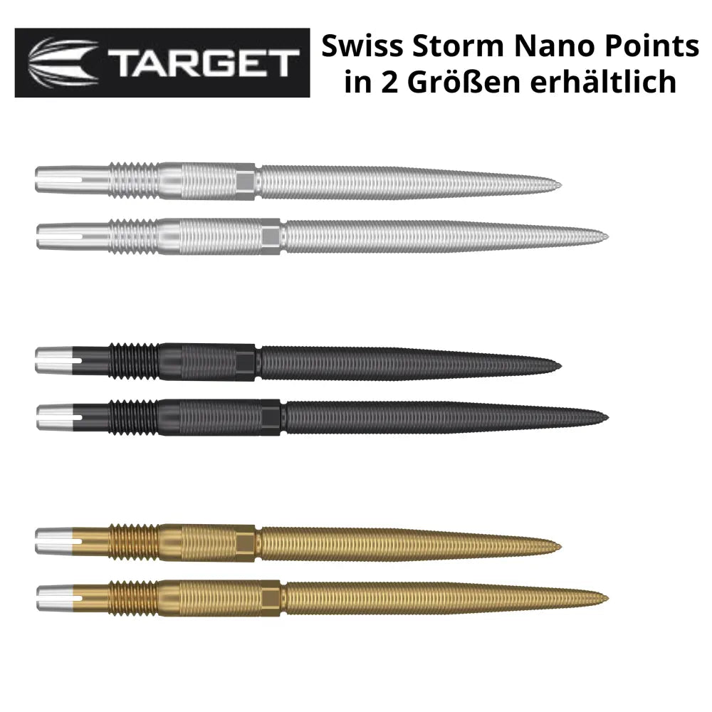 Target Swiss Storm Nano Point Silber, Schwarz, Gold - Silber - 26 mm - FutureDart