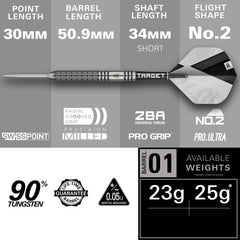 Target - Target Beau Greaves GEN1 Swiss Point Steeldarts 23g, 25g - Steeldarts - 23g - FutureDart