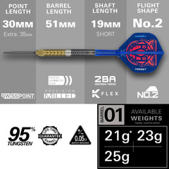 Target - Target Raymond Van Barneveld GEN6 Swiss Point Steeldarts 21g, 23g, 25g - Steeldarts - 21g - FutureDart