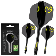 Winmau Fusion Flights & Shafts S - I - M 2 und 6 MvG Design Black & Green - 2 - Short 22mm - FutureDart