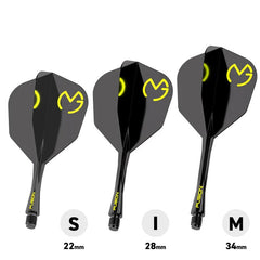 Winmau Fusion Flights & Shafts S - I - M 2 und 6 MvG Design Black & Green - 6 - Short 22mm - FutureDart