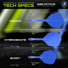 Winmau Fusion Flights & Shafts Short - Intermediate - Medium 6 - Short 22mm - Blue (Translucent) - FutureDart