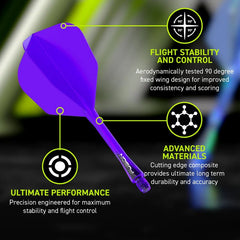 Winmau Fusion Flights & Shafts Short - Intermediate - Medium 6 - Short 22mm - Purple (Translucent) - FutureDart