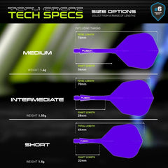 Winmau Fusion Flights & Shafts Short - Intermediate - Medium 6 - Short 22mm - Purple (Translucent) - FutureDart