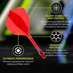 Winmau Fusion Flights & Shafts Short - Intermediate - Medium 6 - Short 22mm - Red (Translucent) - FutureDart