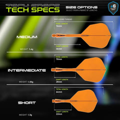 Winmau Fusion Flights & Shafts Short - Intermediate - Medium 6 - Short 22mm - Transparent Orange - FutureDart