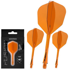Winmau Fusion Flights & Shafts Short - Intermediate - Medium 6 - Short 22mm - Transparent Orange - FutureDart