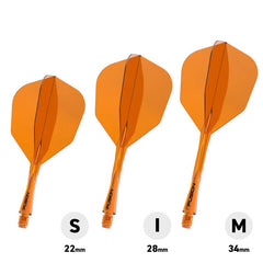 Winmau Fusion Flights & Shafts Short - Intermediate - Medium 6 - Short 22mm - Transparent Orange - FutureDart