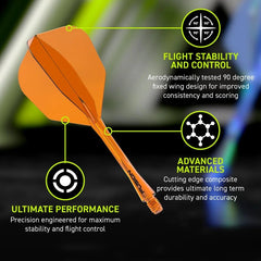Winmau Fusion Flights & Shafts Short - Intermediate - Medium 6 - Short 22mm - Transparent Orange - FutureDart