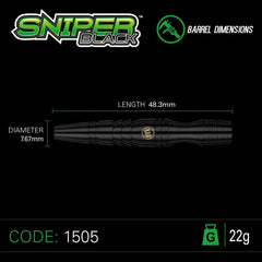 Winmau Sniper Black Steeldarts 22g, 24g - 24g - FutureDart