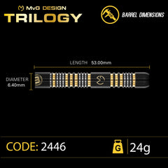 Winmau MvG Trilogy Steeldarts 21.5g, 23g, 24g