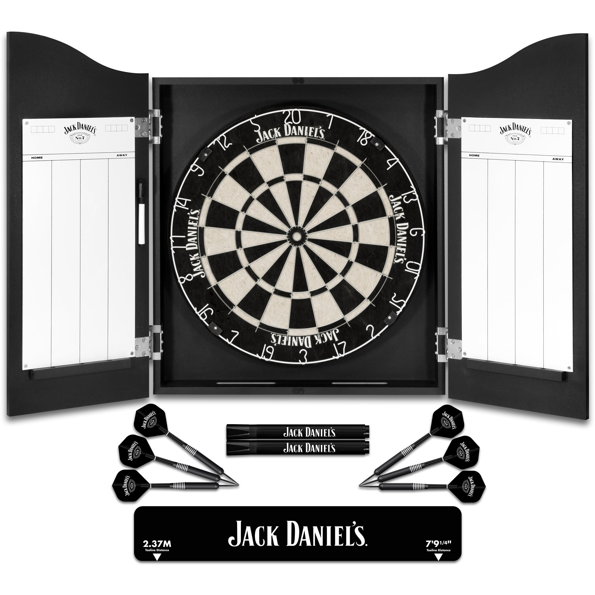 Mission Jack Daniels Dartboard Cabinet with Jack Daniels Axis Dartboard