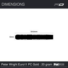 Red Dragon Peter Wright Euro 11 Element Gold PC 20 Steeldarts 20g, 24g