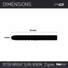 Red Dragon Peter Wright Supa Venom steel darts 21g, 22g, 23g, 24g