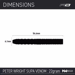 Red Dragon Peter Wright Supa Venom steel darts 21g, 22g, 23g, 24g