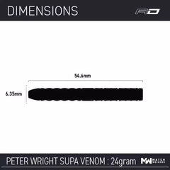 Red Dragon Peter Wright Supa Venom steel darts 21g, 22g, 23g, 24g