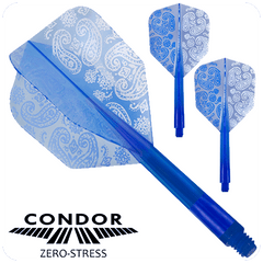 Condor Zero Stress Paisley Small Shape Flight Stems Shafts - Blue - S= 21.5mm - FutureDart