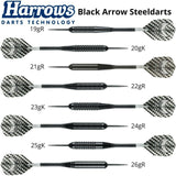 Harrows Black Arrow Steeldarts 19g, 20g, 21g, 22g, 23g, 24g, 25g, 26g