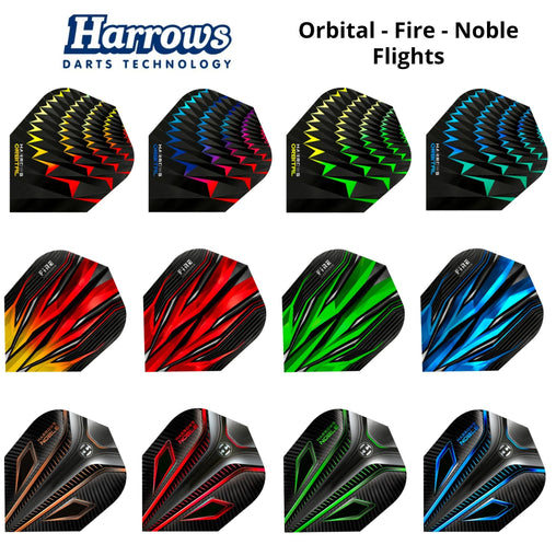 Harrows Orbital - Fire - Noble Standard Flights - Orbital Yellow Red - FutureDart
