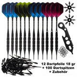 12 Dartpfeile Softdarts  Dart Set  18g + 100 Dartspitzen + Zubehör