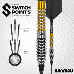 Winmau Exion Switch Point Darts - Torpedo Steeldarts 22g, 23g, 24g