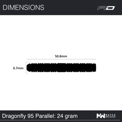 Red Dragon Dragonfly 95 Black - Parallel Steeldarts 22g, 24g, 26g