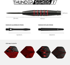 Thunder Series 1 - Steeldarts Brass - 2 Sets Darts - M4 - Black & Red - 21g