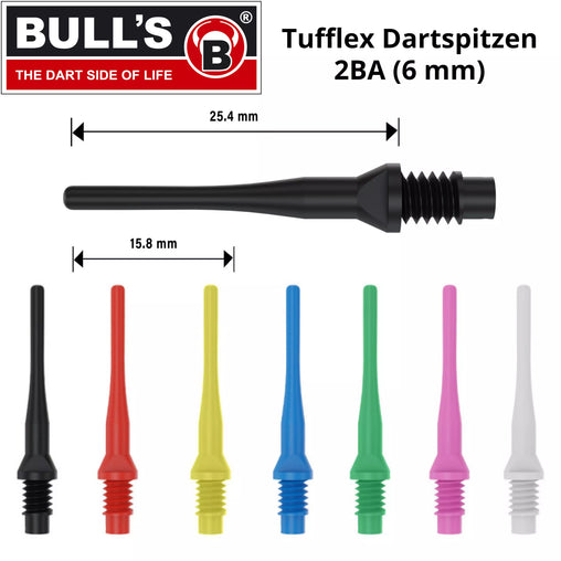 Tipsy do darta Bulls TUFFLEX 2BA Soft Tip Points - 100/1000 sztuk 