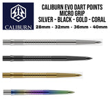 Caliburn Evo Dart Points Micro Grip Silver - Black - Gold - Coral