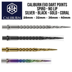 Caliburn Evo Dart Points Spiro - No Lip Silver - Black - Gold - Coral