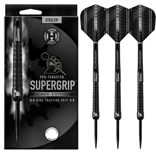 Harrows Supergrip Black Edition Steeldarts 21g, 22g, 23g, 24g, 25g, 26g, 28g, 30g