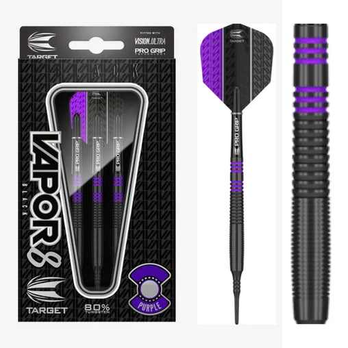 Target Vapor8 Black Purple Soft Darts - 18g